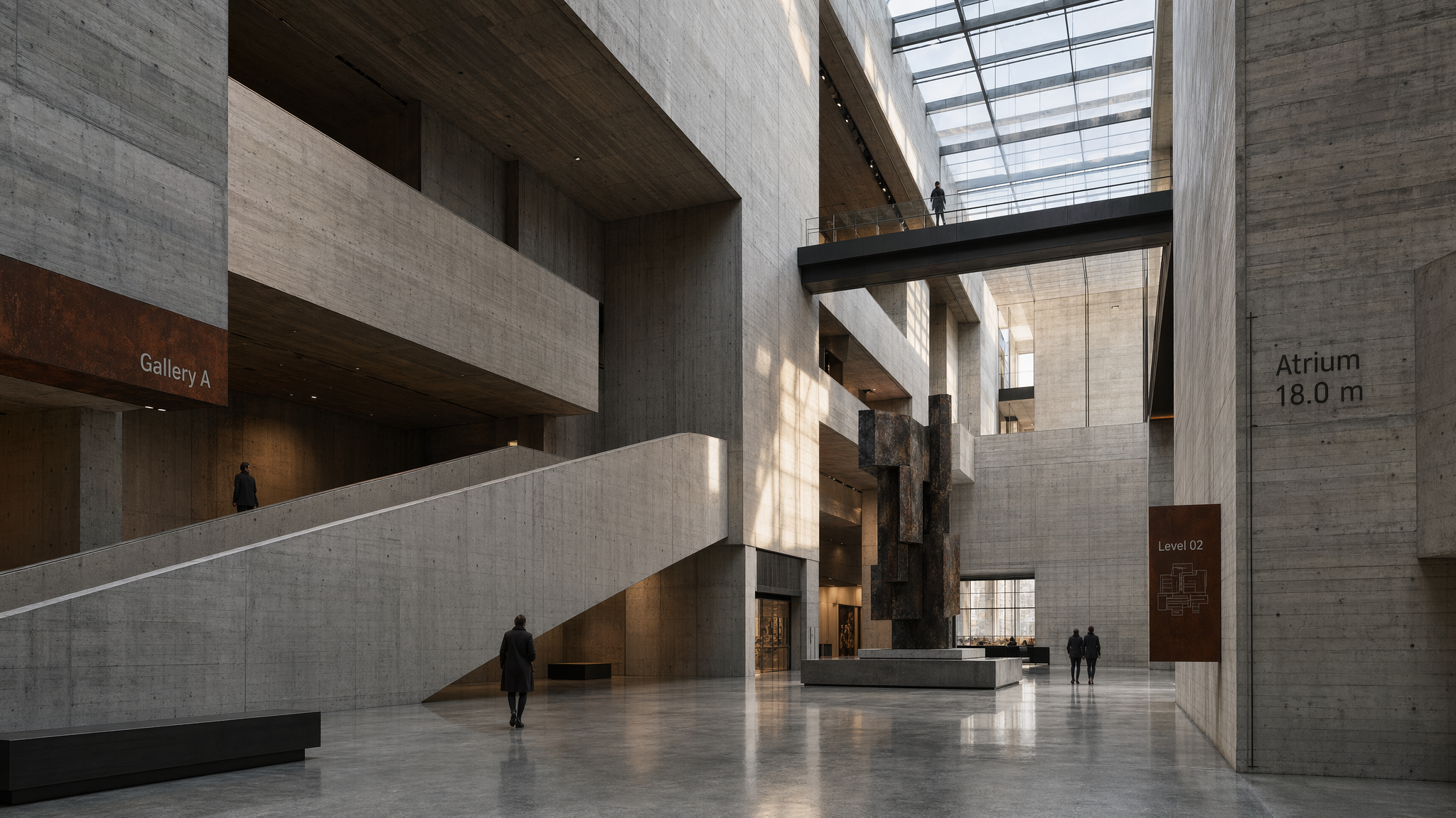 GPT-Image-2 Case Study · Atrium of Brutalist Concrete Museum
