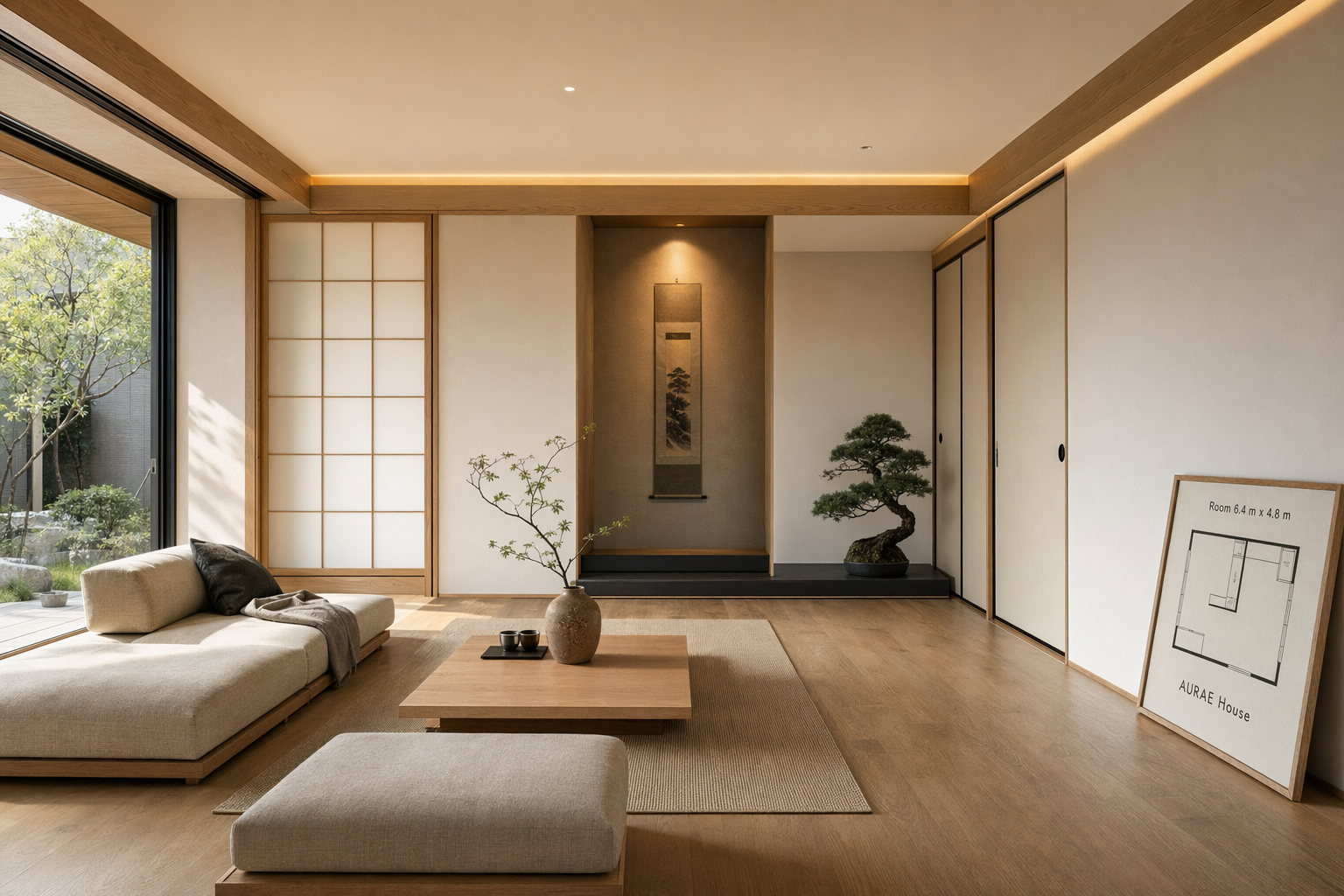 GPT-Image-2 Case · Japanese Minimalist Living Room
