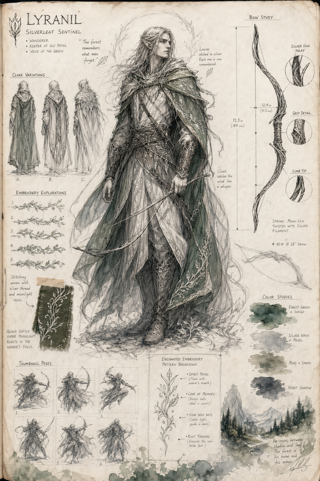 GPT-Image-2 Case · Elf Archer Sketchbook Concept Art