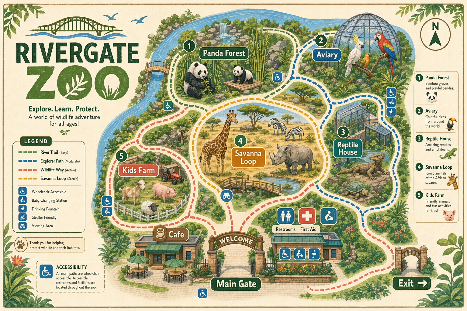 GPT-Image-2 Case · Zoo Visitor Wayfinding Map
