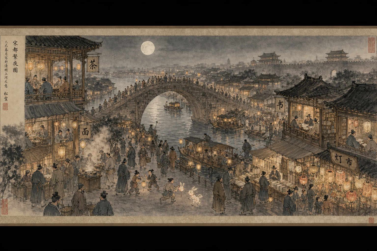GPT-Image-2 Case · Song Dynasty Riverside Night Market Handscroll