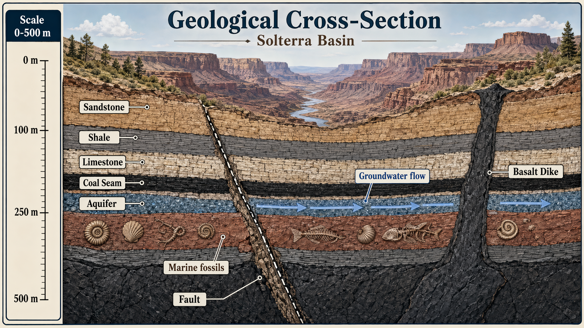 GPT-Image-2 Case · Geological Strata Cross-Section Diagram