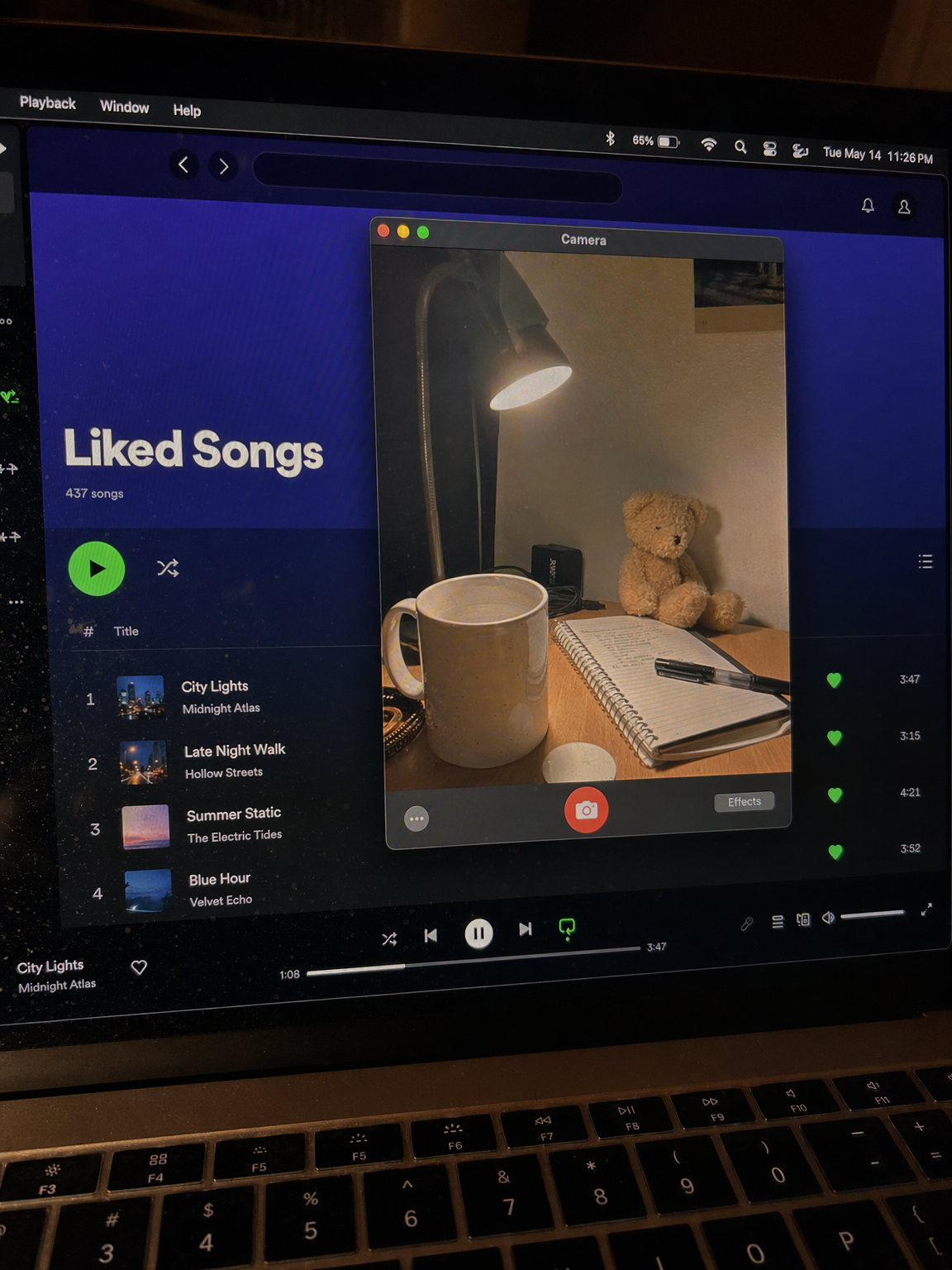 GPT-Image-2 Example · Music Player + Webcam Preview